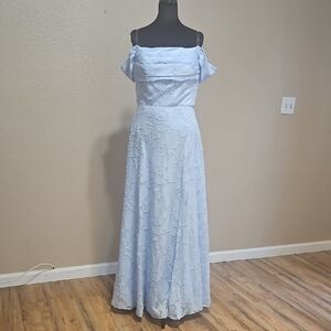 Elegant Light Blue Off-Shoulder Dress